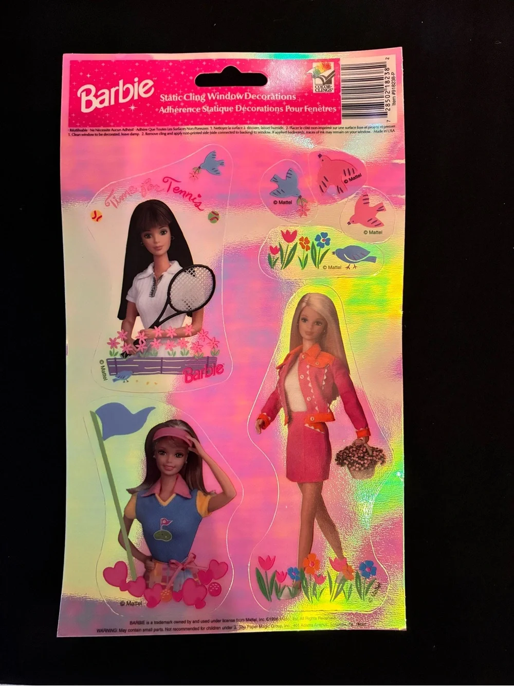 1998 Vintage Barbie Static Cling Window Decorations | Lot of 3 | Mattel